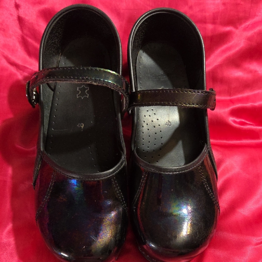 Dansko Petrol Black Iridescent Mary Jane Clogs